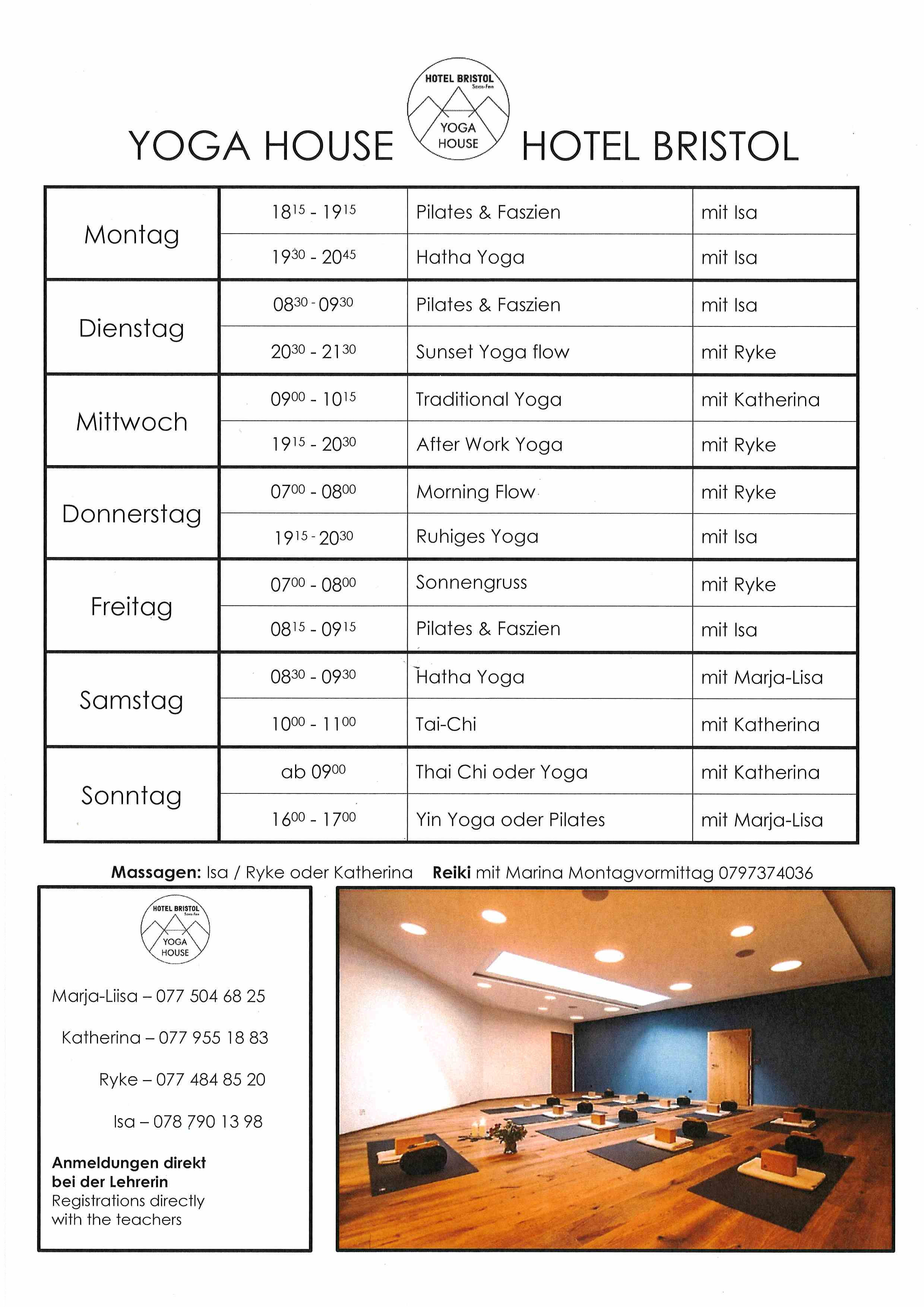 yoga stundenplan sommer 2026